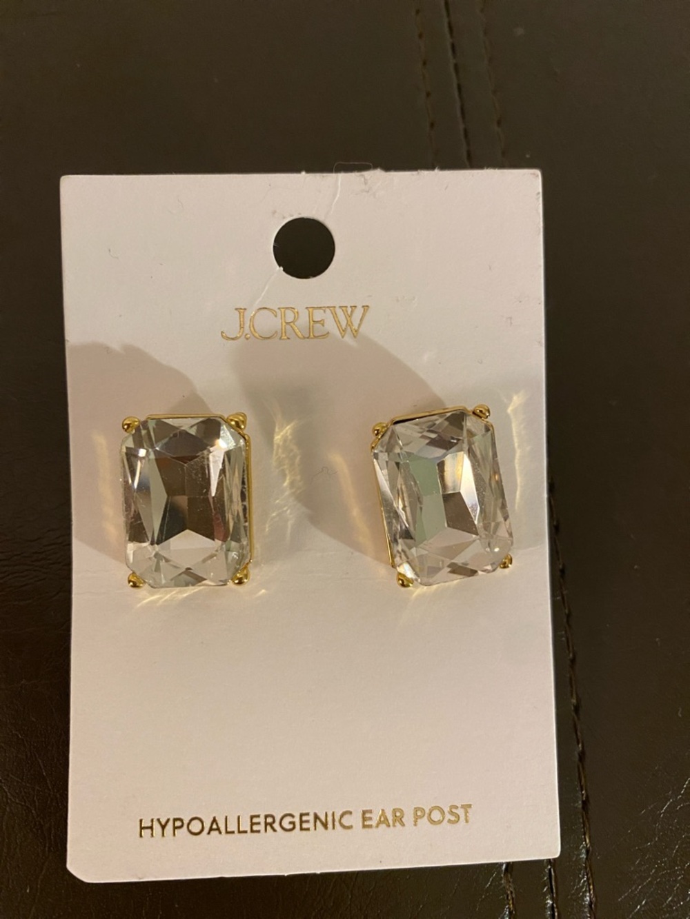 $40 msrp nwt J. Crew large Crystal Earrings gold prongs